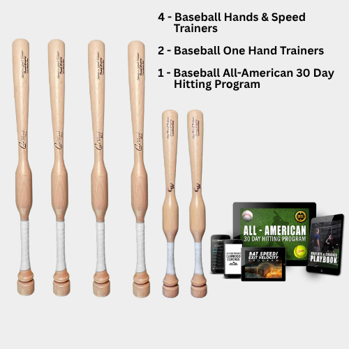 4 CamWood Bats, 2 One Handers, All-American 30 Day Program