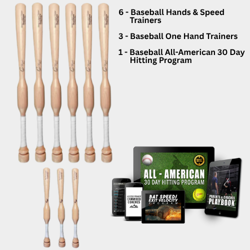 6 CamWood Bats, 3 One Handers, & All-American 30 Day Program