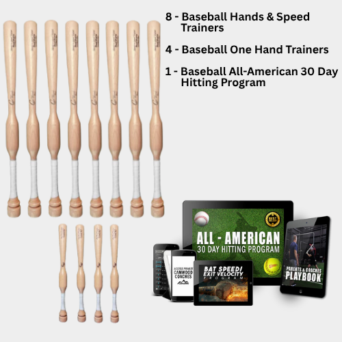 8 CamWood Bats, 4 One Handers, All-American 30 Day Program