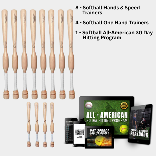 8 Softball CamWood Bats, 4 One Handers, All-American 30 Day Program
