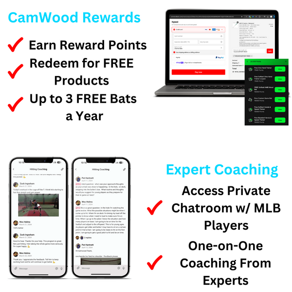 Baseball CamWood Elite Subscription + FREE Hands & Speed Trainer & One Hand Trainer