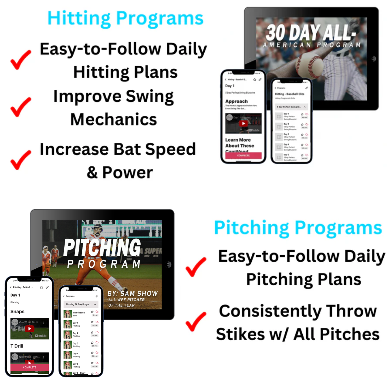 Softball CamWood Elite Membership + FREE Hands & Speed Trainer & One Hand Trainer