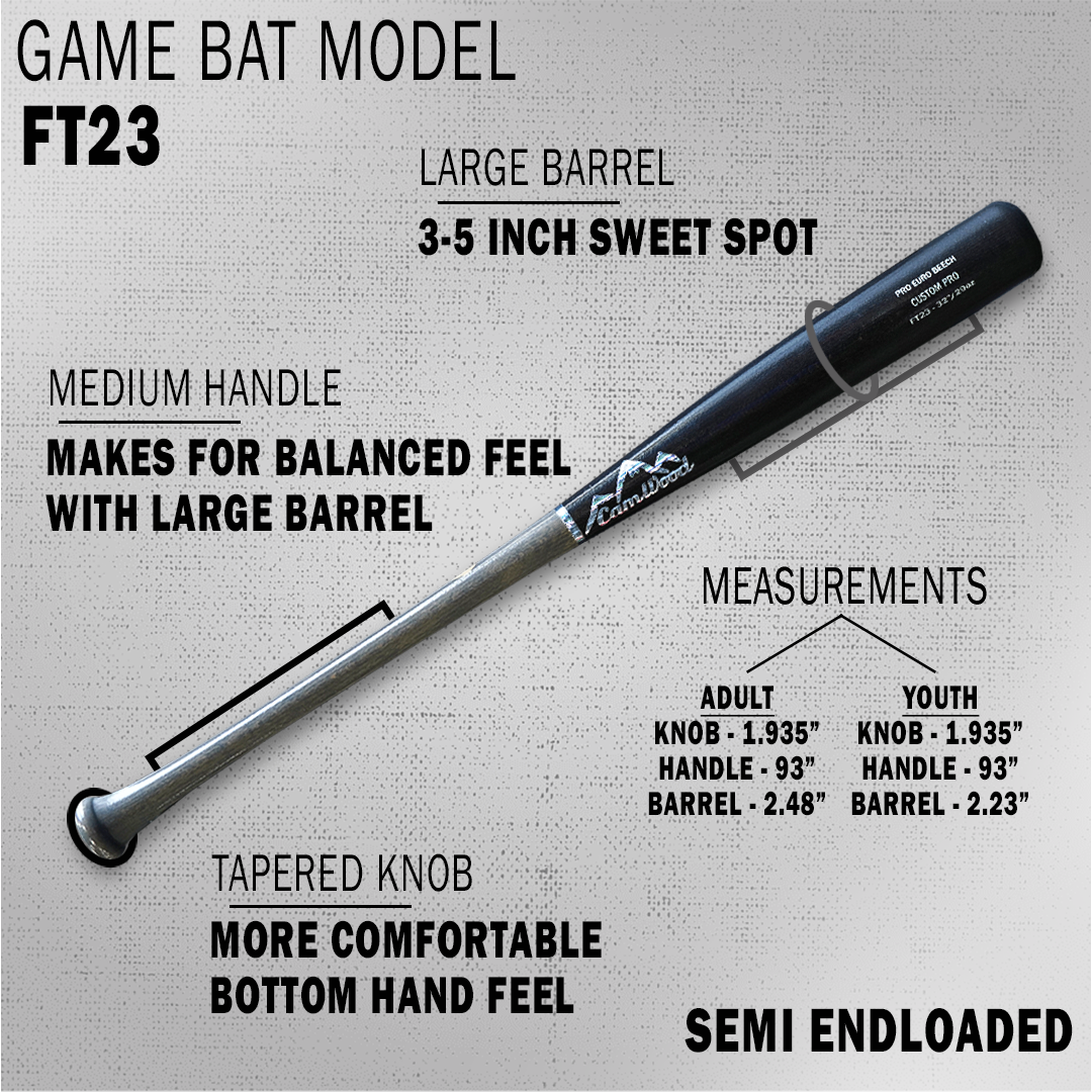 Adult Pro Stock Game Bat + Free CamWood Trainer