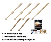 Thumbnail for 4 CamWood Bats, 2 One Handers, All-American 30 Day Program