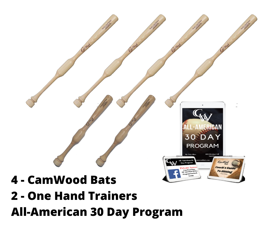 4 Softball CamWood Bats, 2 One Handers, All-American 30 Day Program